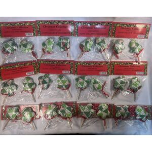 Vintage Fabric Plush 24‎ Christmas Tree Ornaments Lollipop Patchwork Style Lot